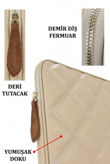 13,3 ve 14 inç Macbook Laptop Kılıfı Krem