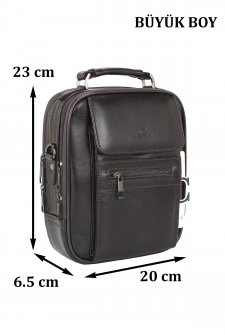 Büyük Boy Kasalı Erkek El Çantası Omuz Askılı Metal Gövde Su Geçirmez Kahverengi