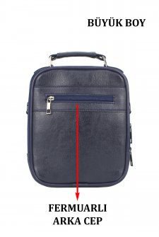 Büyük Boy Kasalı Erkek El Çantası Omuz Askılı Metal Gövde Su Geçirmez Lacivert