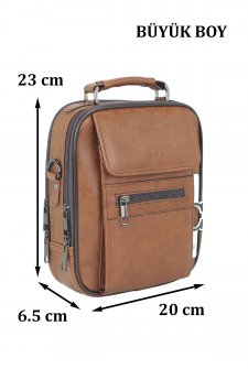 Büyük Boy Kasalı Erkek El Çantası Omuz Askılı Metal Gövde Su Geçirmez Taba