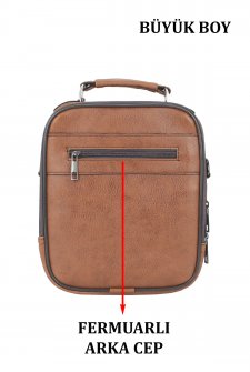 Büyük Boy Kasalı Erkek El Çantası Omuz Askılı Metal Gövde Su Geçirmez Taba