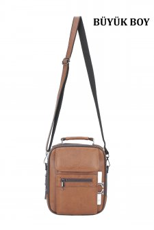 Büyük Boy Kasalı Erkek El Çantası Omuz Askılı Metal Gövde Su Geçirmez Taba