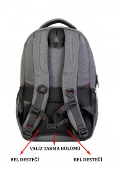 Case Club Dayanıklı Okul Sırt Çantası Ortaokul Lise Üniversite Su Geçirmez Gri