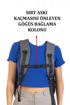 Case Club Dayanıklı Okul Sırt Çantası Ortaokul Lise Üniversite Su Geçirmez Gri