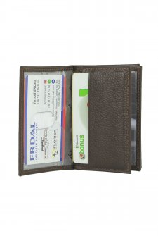 Case Club Hakiki Deri Kartlık Ehliyet Ve Kimlik Bölmeli Kahverengi