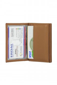 Case Club Hakiki Deri Kartlık Ehliyet Ve Kimlik Bölmeli Taba