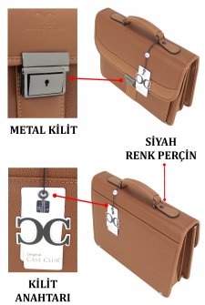 Case Club Evrak Model Erkek El Çantası Omuz Askılı Taba