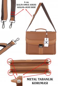 Case Club Evrak Model Erkek El Çantası Omuz Askılı Taba