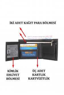 Case Club Hakiki Deri Erkek Kartlık Cüzdan Ehliyet Kimlik Madeni Ve Kağıt Para Bölmeli Siyah