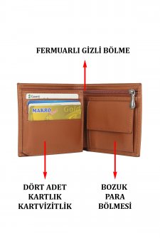 Case Club Hakiki Deri Erkek Kartlık Cüzdan Ehliyet Kimlik Madeni Ve Kağıt Para Bölmeli Taba