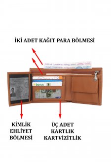 Case Club Hakiki Deri Erkek Kartlık Cüzdan Ehliyet Kimlik Madeni Ve Kağıt Para Bölmeli Taba