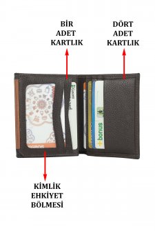 Case Club Hakiki Deri Erkek Kartlık Cüzdan Ehliyet Kimlik Ve Kağıt Para Bölmeli  Kahverengi