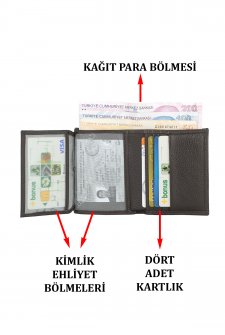 Case Club Hakiki Deri Erkek Kartlık Cüzdan Ehliyet Kimlik Ve Kağıt Para Bölmeli  Kahverengi