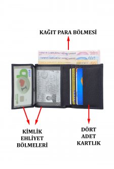 Case Club Hakiki Deri Erkek Kartlık Cüzdan Ehliyet Kimlik Ve Kağıt Para Bölmeli  Lacivert