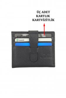 Case Club Hakiki Deri Erkek Kartlık Cüzdan Ehliyet Kimlik Ve Kağıt Para Bölmeli Siyah