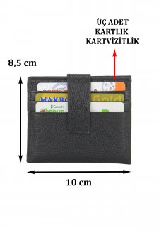 Case Club Hakiki Deri Erkek Kartlık Cüzdan Ehliyet Kimlik Ve Kağıt Para Bölmeli Siyah