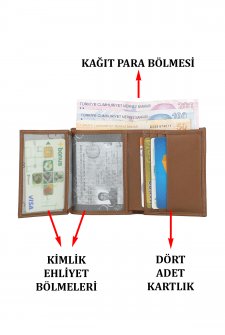 Case Club Hakiki Deri Erkek Kartlık Cüzdan Ehliyet Kimlik Ve Kağıt Para Bölmeli  Taba