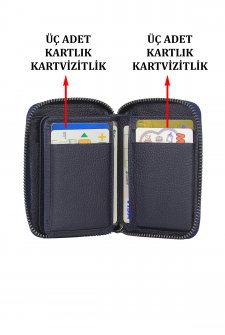 Case Club Hakiki Deri Fermuarlı Erkek Kartlık Ehliyet Kimlik Ve Kağıt Para Bölmeli Lacivert