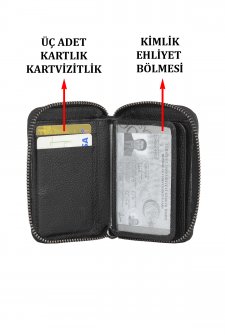 Case Club Hakiki Deri Fermuarlı Erkek Kartlık Ehliyet Kimlik Ve Kağıt Para Bölmeli Siyah
