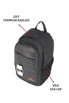 Case Club Laptop Sırt Çantası 15,6 inç Su Geçirmez Kumaş Siyah-Gri