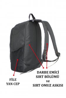 Case Club Okul Sırt Çantası 15,6 inç Laptop Bölmeli Su Geçirmez Kumaş Siyah-Kırmızı