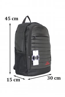 Case Club Okul Sırt Çantası 15,6 inç Laptop Bölmeli Su Geçirmez Kumaş Siyah-Kırmızı