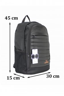 Case Club Okul Sırt Çantası 15,6 inç Laptop Bölmeli Su Geçirmez Kumaş Siyah-Turuncu