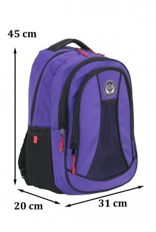 Case Club Okul Sırt Çantası Yandan Cepli Su Geçirmez Kumaş Ortaokul Lise Üniversite Mor