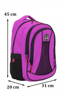 Case Club Okul Sırt Çantası Yandan Cepli Su Geçirmez Kumaş Ortaokul Lise Üniversite Pembe