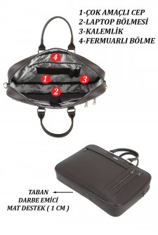 Case Club Unisex Evrak Çantası 17,3 inç Laptop Bölmeli Kahverengi