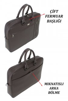Case Club Unisex Evrak Çantası 17,3 inç Laptop Bölmeli Kahverengi