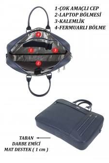 Case Club Unisex Evrak Çantası 17,3 inç Laptop Bölmeli Lacivert