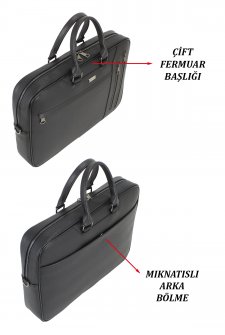 Case Club Unisex Evrak Çantası 17,3 inç Laptop Bölmeli Siyah