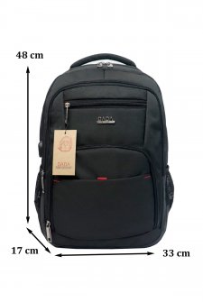 Case Club Usb Aparatlı Erkek Sırt Çantası Laptop Bölmeli Darbe Emici Koruma Su Geçirmez Kumaş Siyah