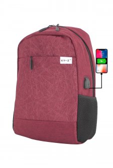 Case Club Usb Aparatlı  İthal Laptop Sırt Çantası 15,6 inç Su Geçirmez Kumaş Bordo