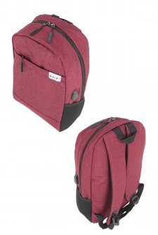 Case Club Usb Aparatlı  İthal Laptop Sırt Çantası 15,6 inç Su Geçirmez Kumaş Bordo