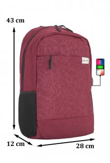 Case Club Usb Aparatlı  İthal Laptop Sırt Çantası 15,6 inç Su Geçirmez Kumaş Bordo