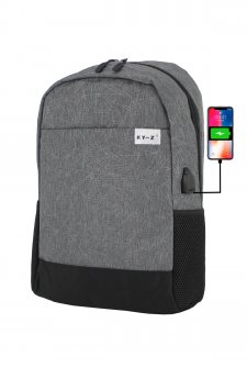 Case Club Usb Aparatlı  İthal Laptop Sırt Çantası 15,6 inç Su Geçirmez Kumaş Gri