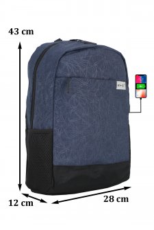 Case Club Usb Aparatlı  İthal Laptop Sırt Çantası 15,6 inç Su Geçirmez Kumaş Lacivert