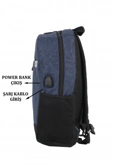 Case Club Usb Aparatlı  İthal Laptop Sırt Çantası 15,6 inç Su Geçirmez Kumaş Lacivert