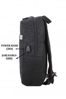 Case Club Usb Aparatlı  İthal Laptop Sırt Çantası 15,6 inç Su Geçirmez Kumaş Siyah