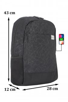 Case Club Usb Aparatlı  İthal Laptop Sırt Çantası 15,6 inç Su Geçirmez Kumaş Siyah