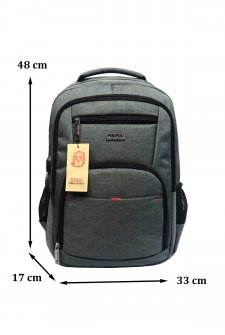 Case Club Usb Aparatlı Laptop Sırt Çantası 17,3'' 16'' 15,6'' inç Darbe Emici Koruma Su Geçirmez Kumaş Gri