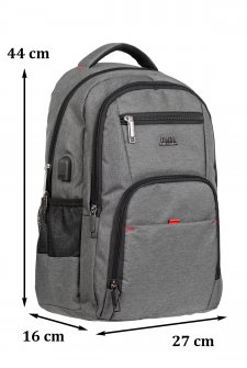 Case Club Usb Aparatlı Macbook Laptop Sırt Çantası 13.3'' 14'' Inç Darbe Emici Koruma Su Geçirmez Kumaş Siyah Gri