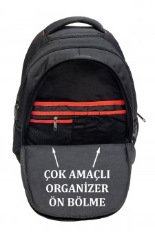 Case Club Usb Aparatlı Macbook Laptop Sırt Çantası 13.3'' 14'' Inç Darbe Emici Koruma Su Geçirmez Kumaş Siyah Gri
