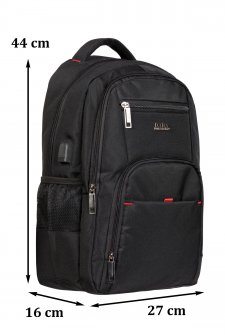 Case Club Usb Aparatlı Macbook Laptop Sırt Çantası 13.3'' 14'' Inç Darbe Emici Koruma Su Geçirmez Kumaş Siyah Siyah