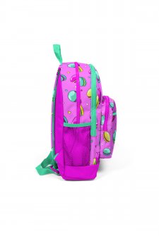 Coral High Kids Açık Pembe Su Yeşili Makaron Desenli Dört Bölmeli Okul Sırt Çantası 23462