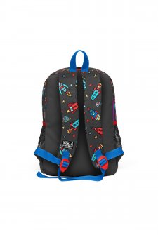 Coral High Kids Koyu Gri Kırmızı Uzay Desenli Dört Bölmeli Okul Sırt Çantası 23469