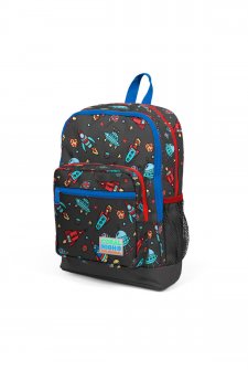 Coral High Kids Koyu Gri Kırmızı Uzay Desenli Dört Bölmeli Okul Sırt Çantası 23469