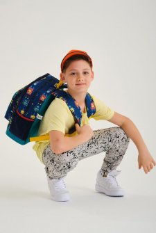 Coral High Kids Lacivert Çivit Robot Desenli Dört Bölmeli Okul Sırt Çantası 23472